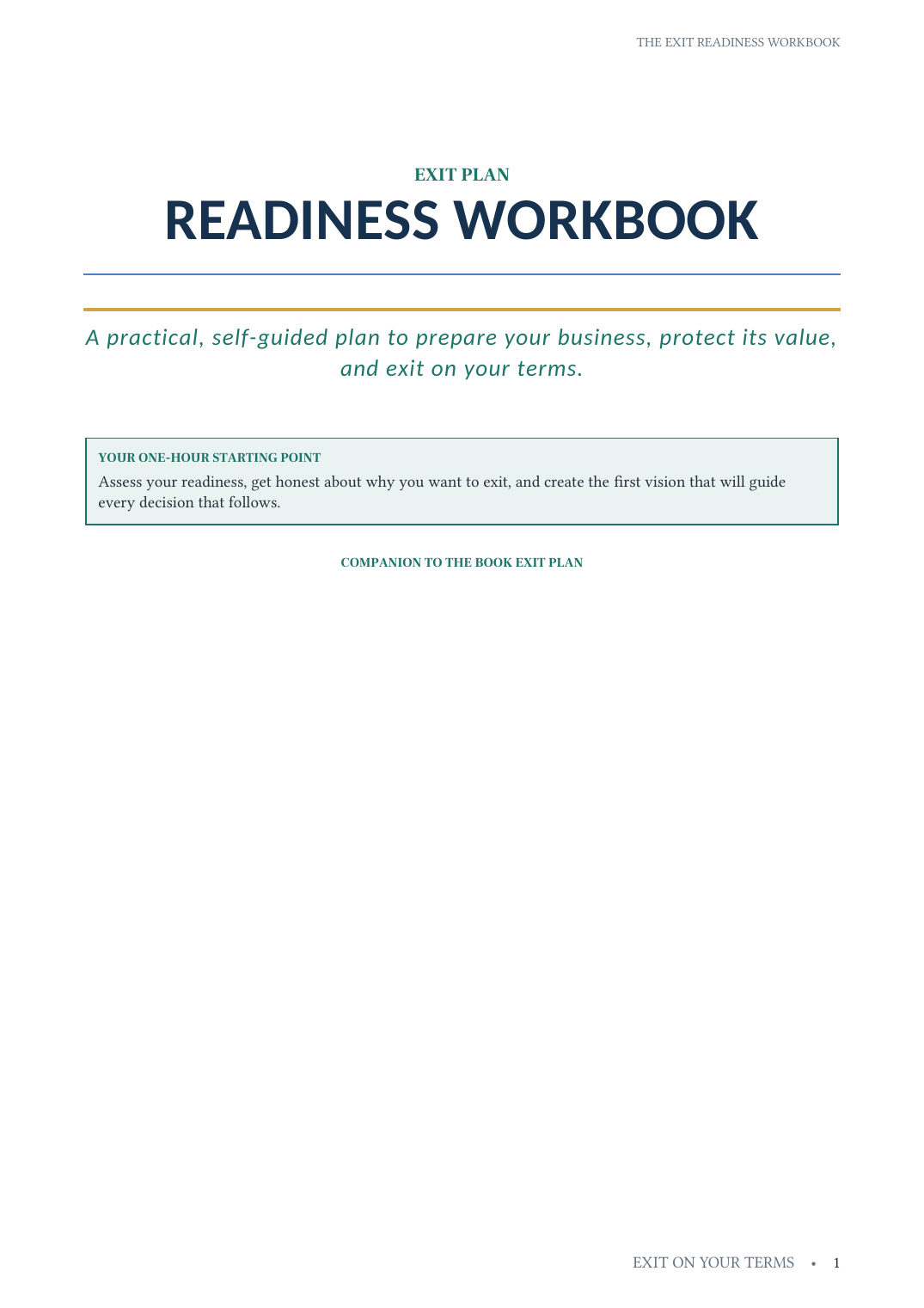 Exit Readiness Workbook cover
